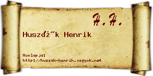 Huszák Henrik névjegykártya